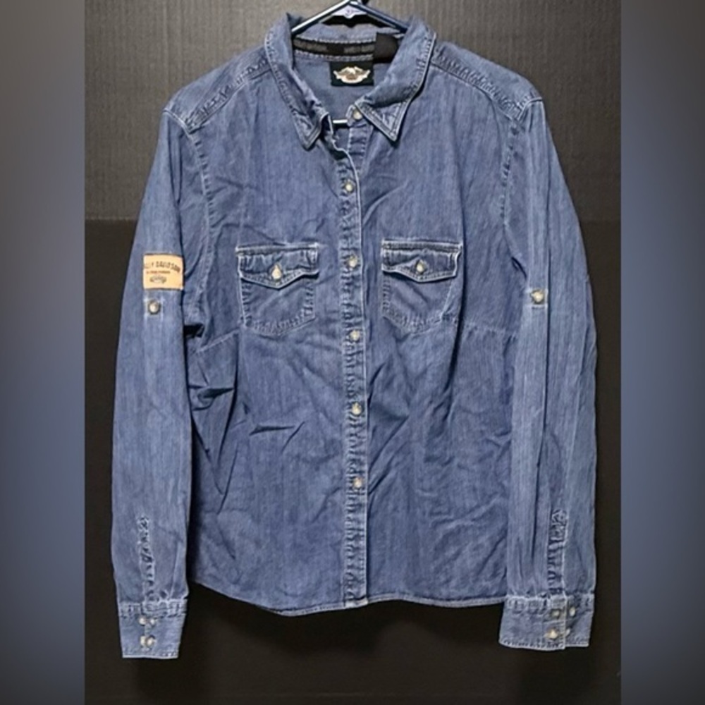 🪅Vintage Harley Davidson Denim Button Down Shirt